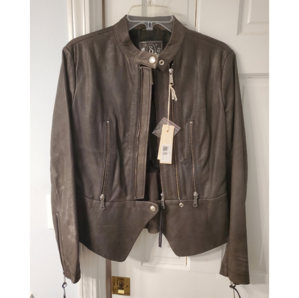 Diesel Grey Leather Jacket - Brand New W/Tags